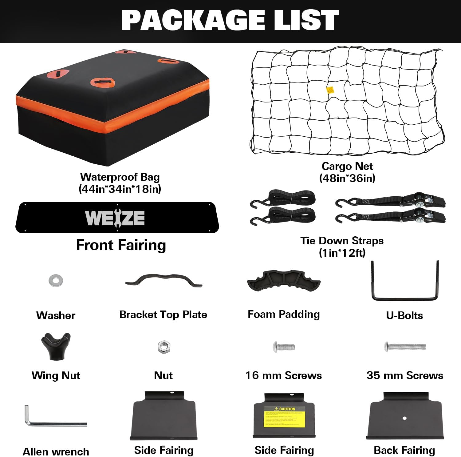 WEIZE Heavy Duty 64"x 39" Roof Rack, Rooftop Cargo Carrier Basket with Waterproof Bag, Tie Down Strap & Net, Car Top Luggage Holder for SUV, 150lb Capacity, Steel Construction - Image 3