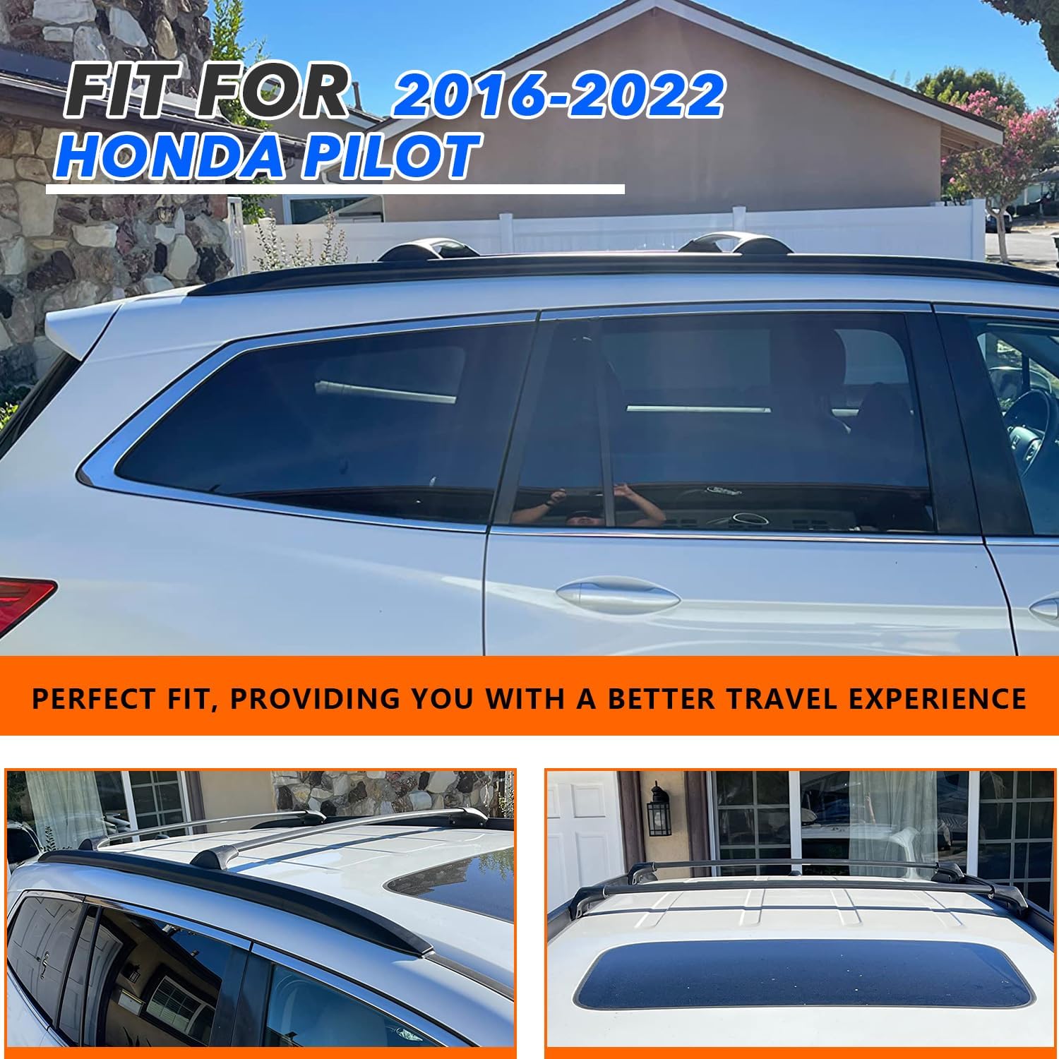 Roof Rack Side Rails + Cross Bars for 2016-2022 Honda Pilot Roof Rack Cross Bars Rooftop Luggage Carrier for Rooftop Cargo, Kayak, Canoe, Bike, Snowboard - Image 2