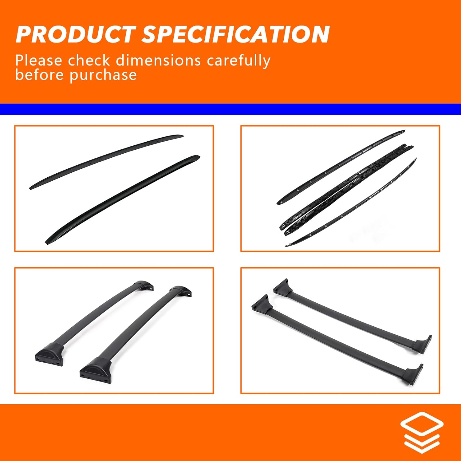 Roof Rack Side Rails + Cross Bars for 2016-2022 Honda Pilot Roof Rack Cross Bars Rooftop Luggage Carrier for Rooftop Cargo, Kayak, Canoe, Bike, Snowboard - Image 5